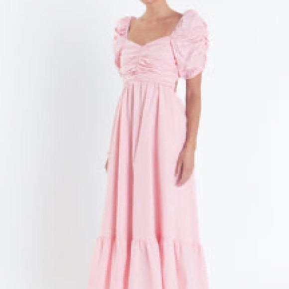 English Factory Pink Maxi Sundress with Bow and Puff Sleeve - Picture 5 of 12